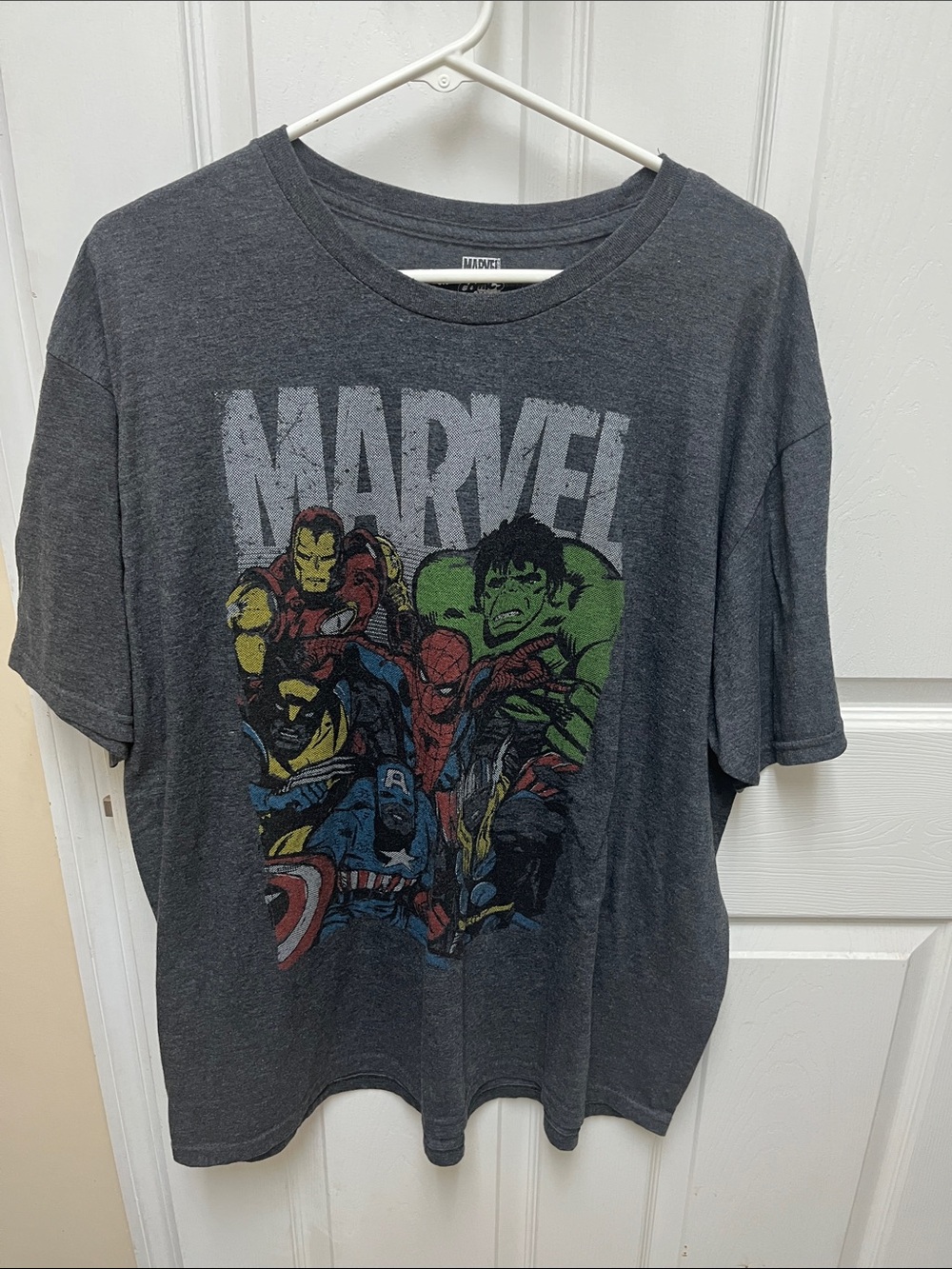 Marvel Dark Gray Short-Sleeve Tee with Multicolor Avengers Graphic